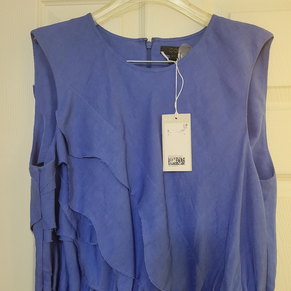 NWT COS LINEN RUFFLE DRESS - Picture 2 of 11
